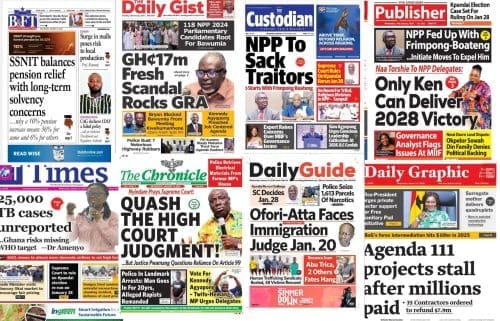 Newspapers, Ghana news, Headlines, Wednesday January 14, 2026,