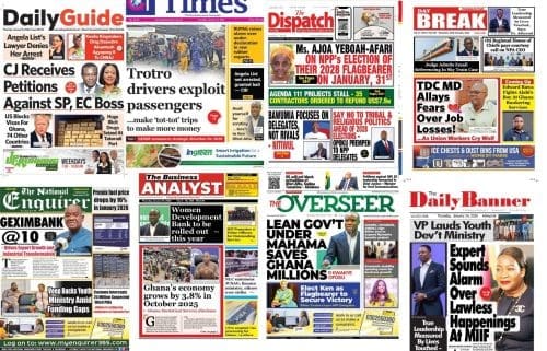 Newspapers, Ghana news, Headlines, Thursday January 15, 2026