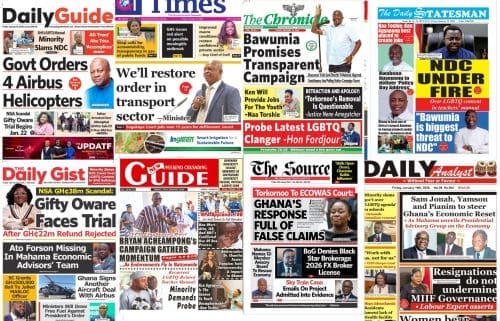 Newspapers, Ghana news, Headlines, Friday January 16, 2026