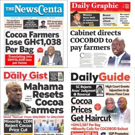 Newspapers, Ghana news, Headlines, Wednesday February 13, 2026