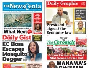 Newspapers, Ghana news, Headlines, Wednesday, February 20, 2026