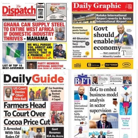 Newspapers, Ghana news, Headlines, Tuesday, February 24, 2026
