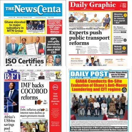 Newspapers, Ghana news, Headlines, Wednesday, February 25, 2026