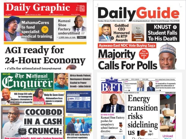Newspapers, Ghana news, Headlines, Tuesday February 10, 2026