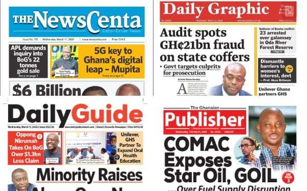Newspapers, Ghana news, Headlines, Thursday, March 11, 2026