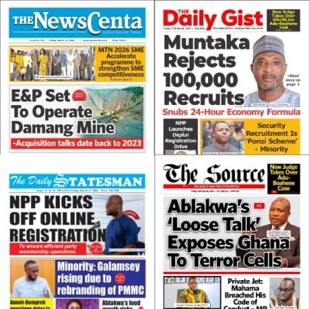 Newspapers, Ghana news, Headlines, Thursday, March 13, 2026