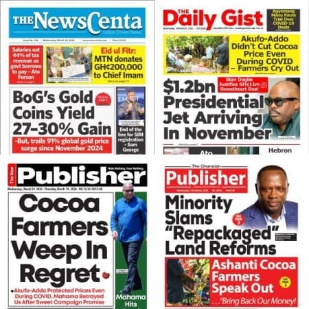 Newspapers, Ghana news, Headlines, Wednesday, March 18, 2026