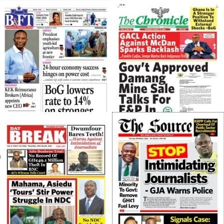 Newspapers, Ghana news, Headlines, Thursday, March 19, 2026