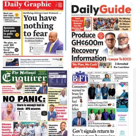 Newspapers, Ghana news, Headlines, Tuesday, March 3, 2026