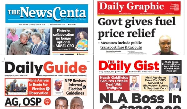 Newspapers, Ghana news, Headlines, Friday, April 10, 2026