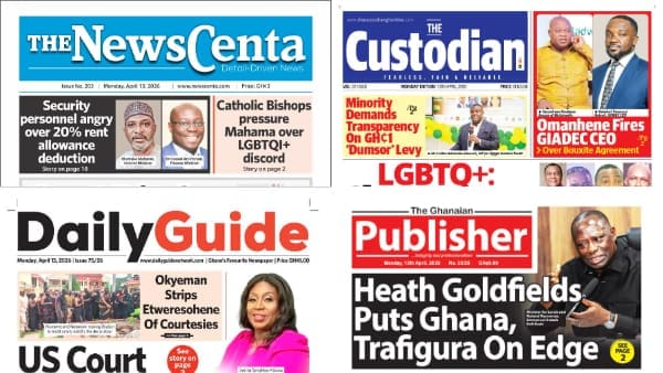 Newspapers, Ghana news, Headlines, Monday, April 13, 2026