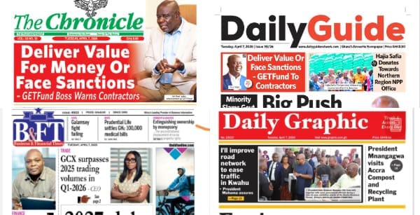Newspapers, Ghana news, Headlines, Tuesday, April 7, 2026