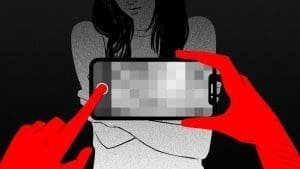 Businessman recording women