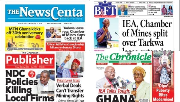 Newspapers, Ghana news, Headlines, Friday, May 15, 2026