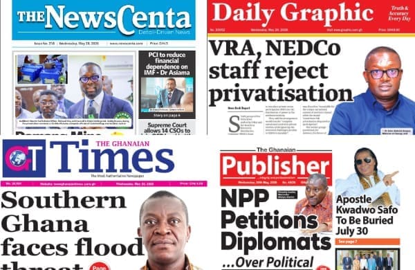 Newspapers, Ghana news, Headlines, Wednesday, May 20, 2026