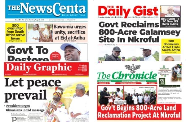 Newspapers, Ghana news, Headlines, Friday, May 28, 2026