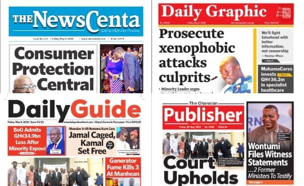 Newspapers, Ghana news, Headlines, Friday, May 8, 2026