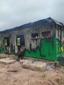 Forestry checkpoint burnt