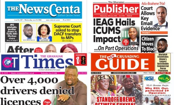 Newspapers, Ghana news, Headlines, Wednesday, June 10, 2026