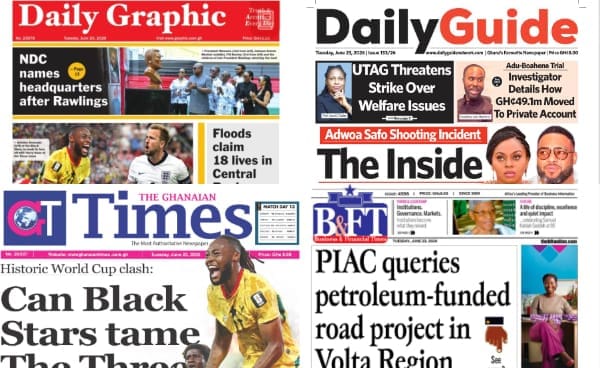 Newspapers, Ghana news, Headlines, Tuesday, June 23, 2026