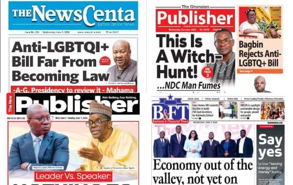 Newspapers, Ghana news, Headlines, Tuesday, June 2, 2026