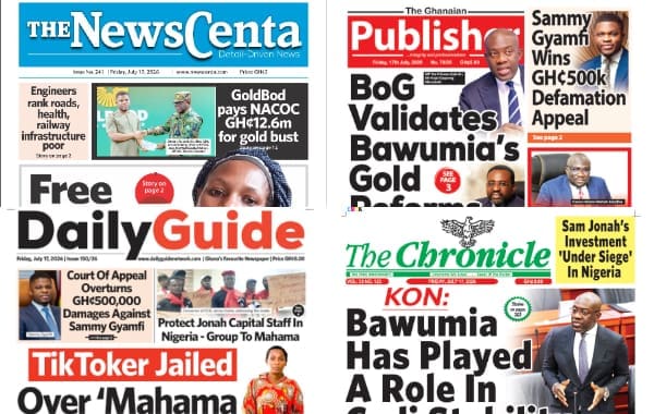 Newspapers, Ghana news, Headlines, Friday, July 17, 2026