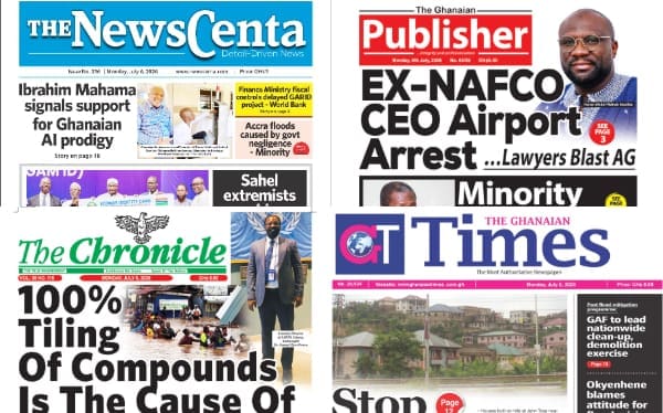 Newspapers, Ghana news, Headlines, Monday, July 6, 2026