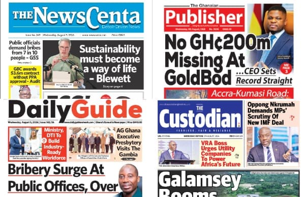Newspapers, Ghana news, Headlines, Wednesday, August 5, 2026