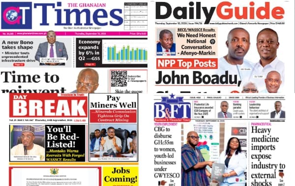 Newspapers, Ghana news, Headlines, Thursday, September 10 20, 2026